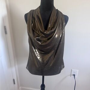 INC International Concepts Shimmering Gold Cowl Neck Blouse